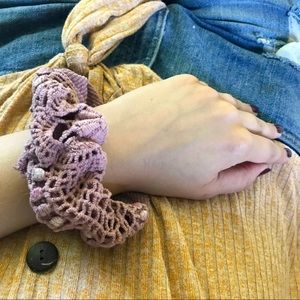 Free People Scrunchy Thermal Crocheted Rose Pink